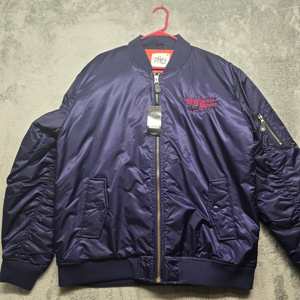 Shaka Wear SHBJ Bomber Jacket Mens 2XL Navy Blue Full Zip‎ Water Resistant NWT